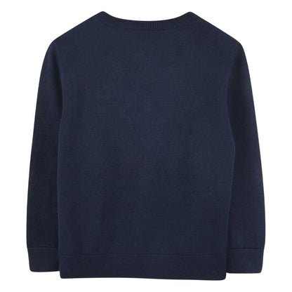 Navy - Back - Boss Childrens-Kids Logo Crew Neck Sweatshirt