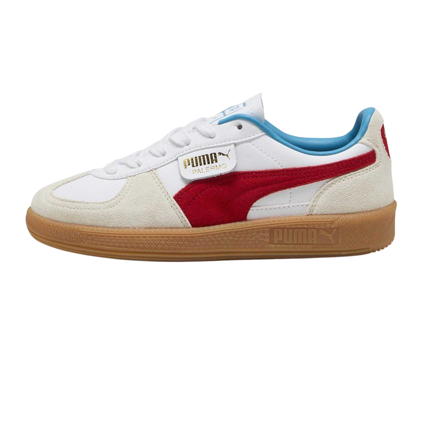 White-Red - Back - Puma Boys Palermo Classic Leather Flat Trainers