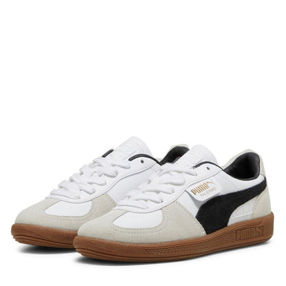 White-Black - Front - Puma Boys Palermo Classic Leather Flat Trainers
