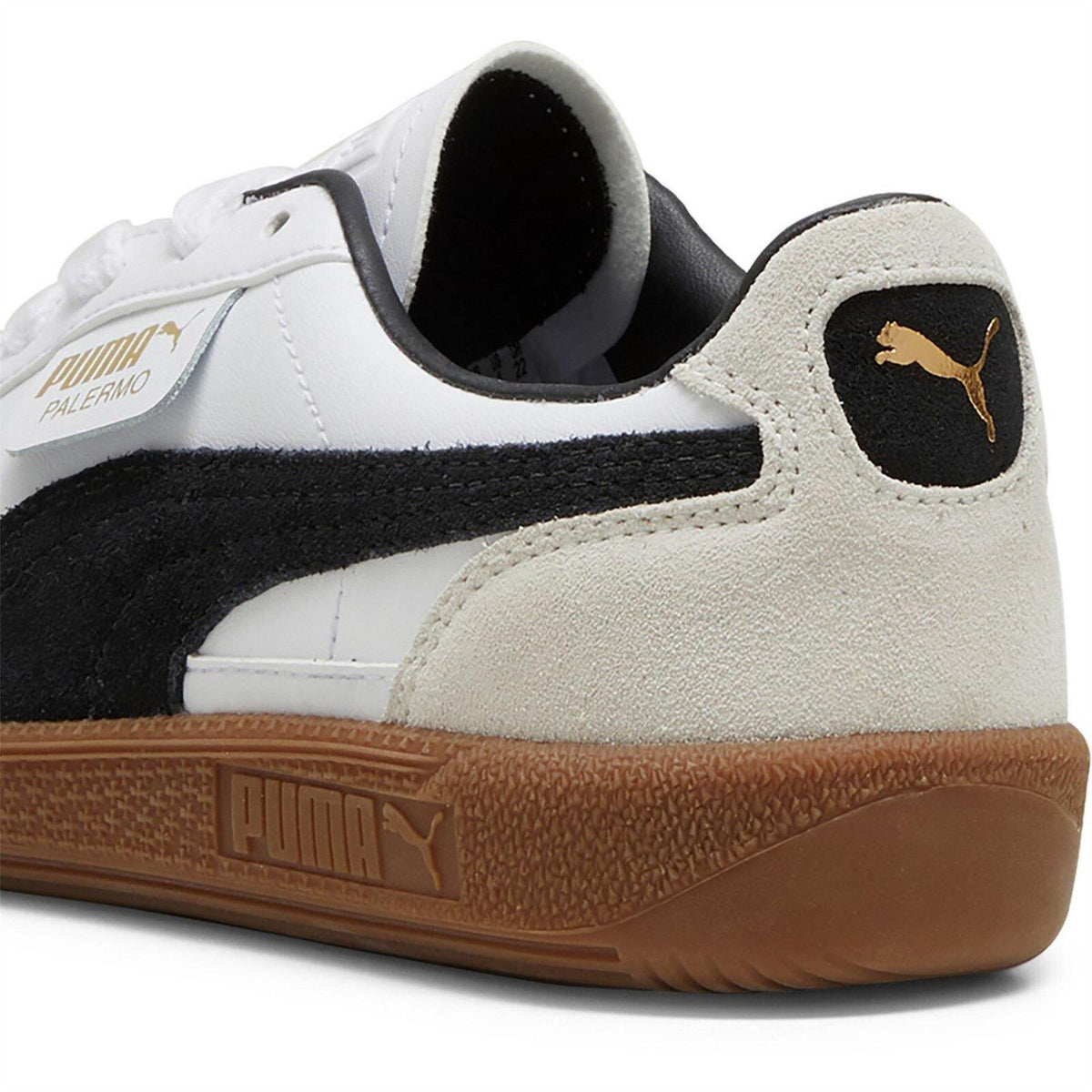 White-Black - Pack Shot - Puma Boys Palermo Classic Leather Flat Trainers