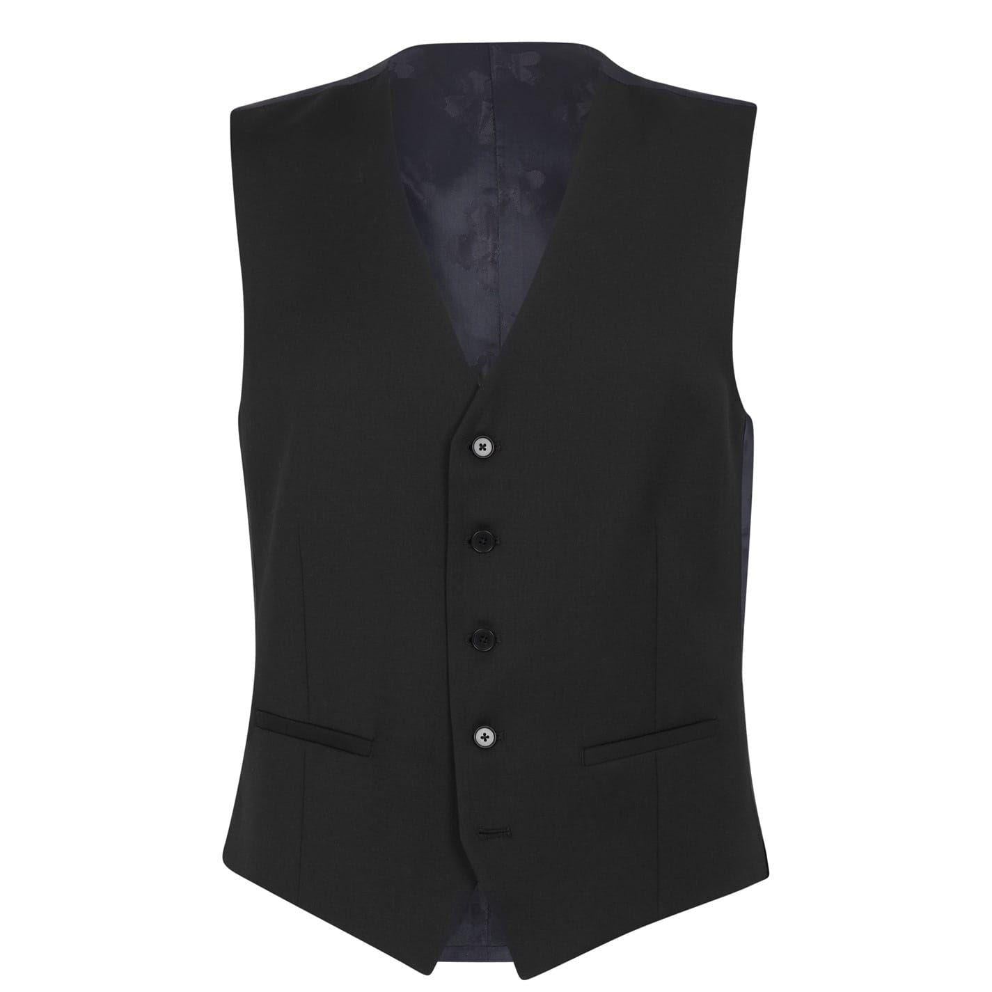 Black - Front - Ted Baker Mens Irvinws Slim Formal Waistcoat