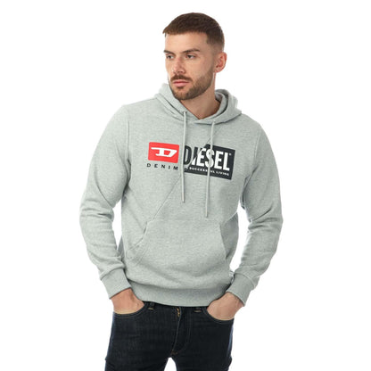 Grey - Front - Diesel Mens S-Girk Cuty Felpa Hoodie