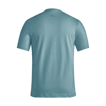 Blue - Back - Adidas Mens Essentials Linear Embroidered Logo T-Shirt