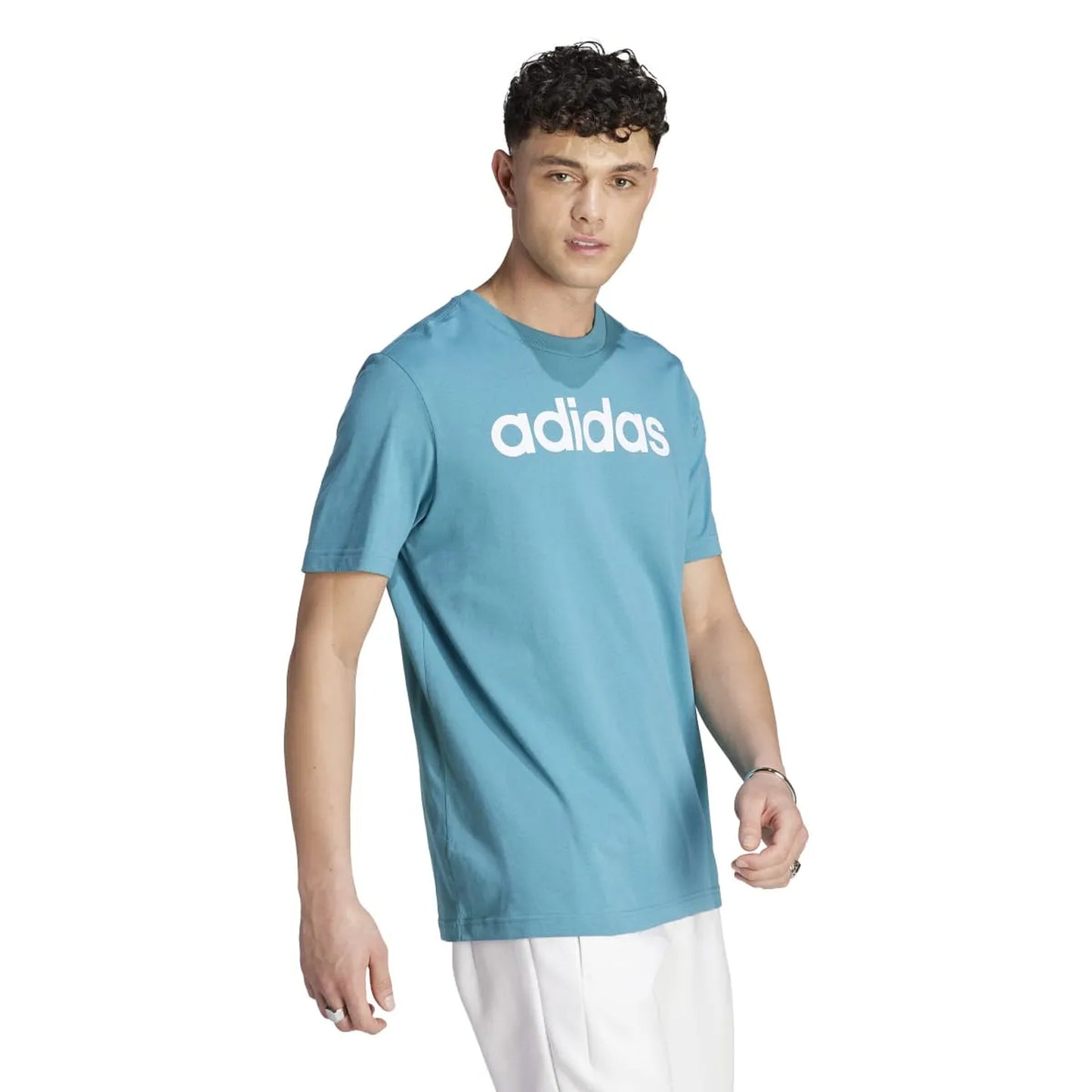 Blue - Lifestyle - Adidas Mens Essentials Linear Embroidered Logo T-Shirt
