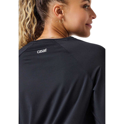 Black - Side - Casall Womens-Ladies Performance Long-Sleeved Gym Technical Top
