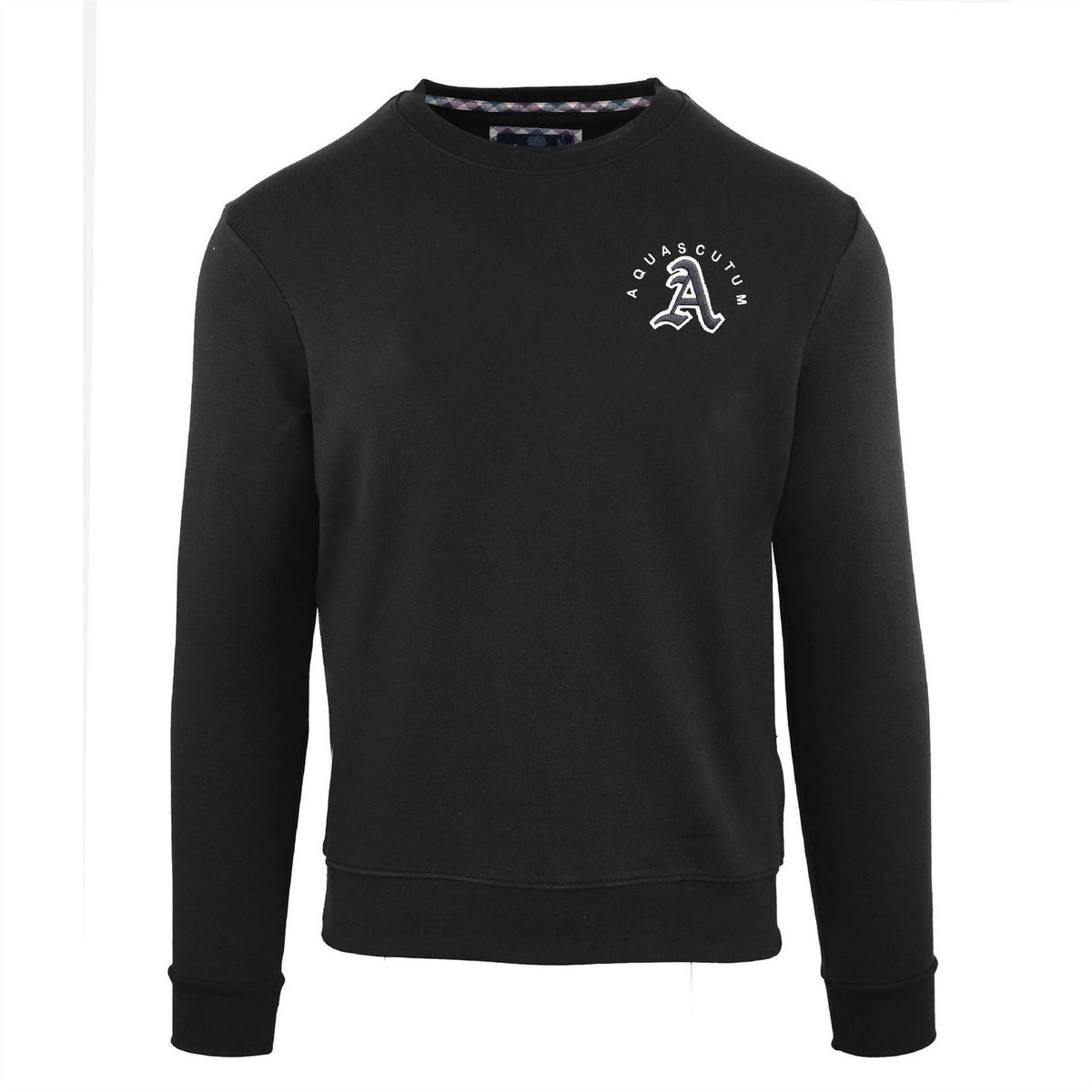 Black - Front - Aquascutum Mens Logo Cotton Round Neck Sweatshirt
