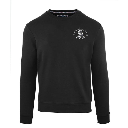 Black - Front - Aquascutum Mens Logo Cotton Round Neck Sweatshirt