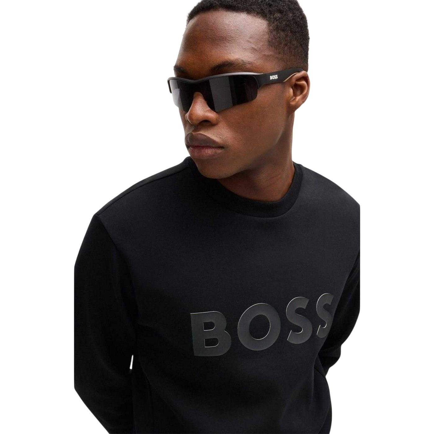 Black - Side - Boss Mens Wordmark Crew Neck Sweatshirt