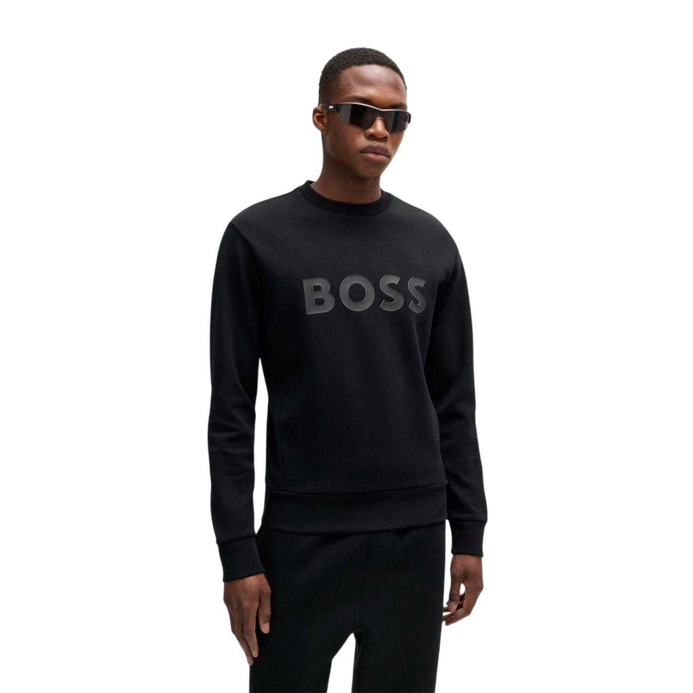 Black - Lifestyle - Boss Mens Wordmark Crew Neck Sweatshirt