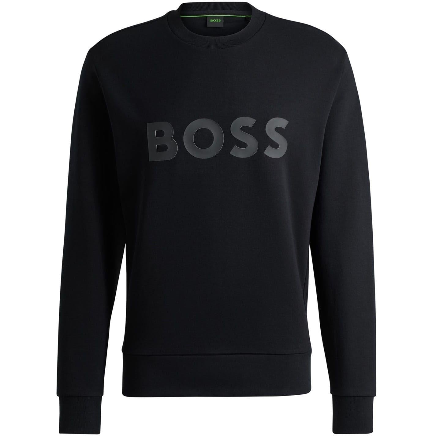 Black - Front - Boss Mens Wordmark Crew Neck Sweatshirt