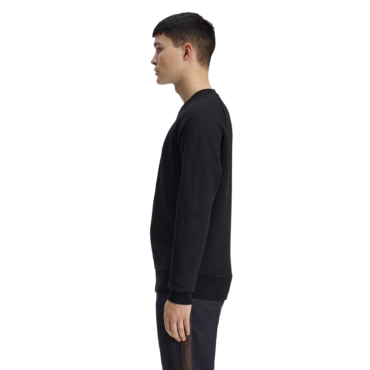Black - Side - Fred Perry Mens Embroidered Logo Sweatshirt