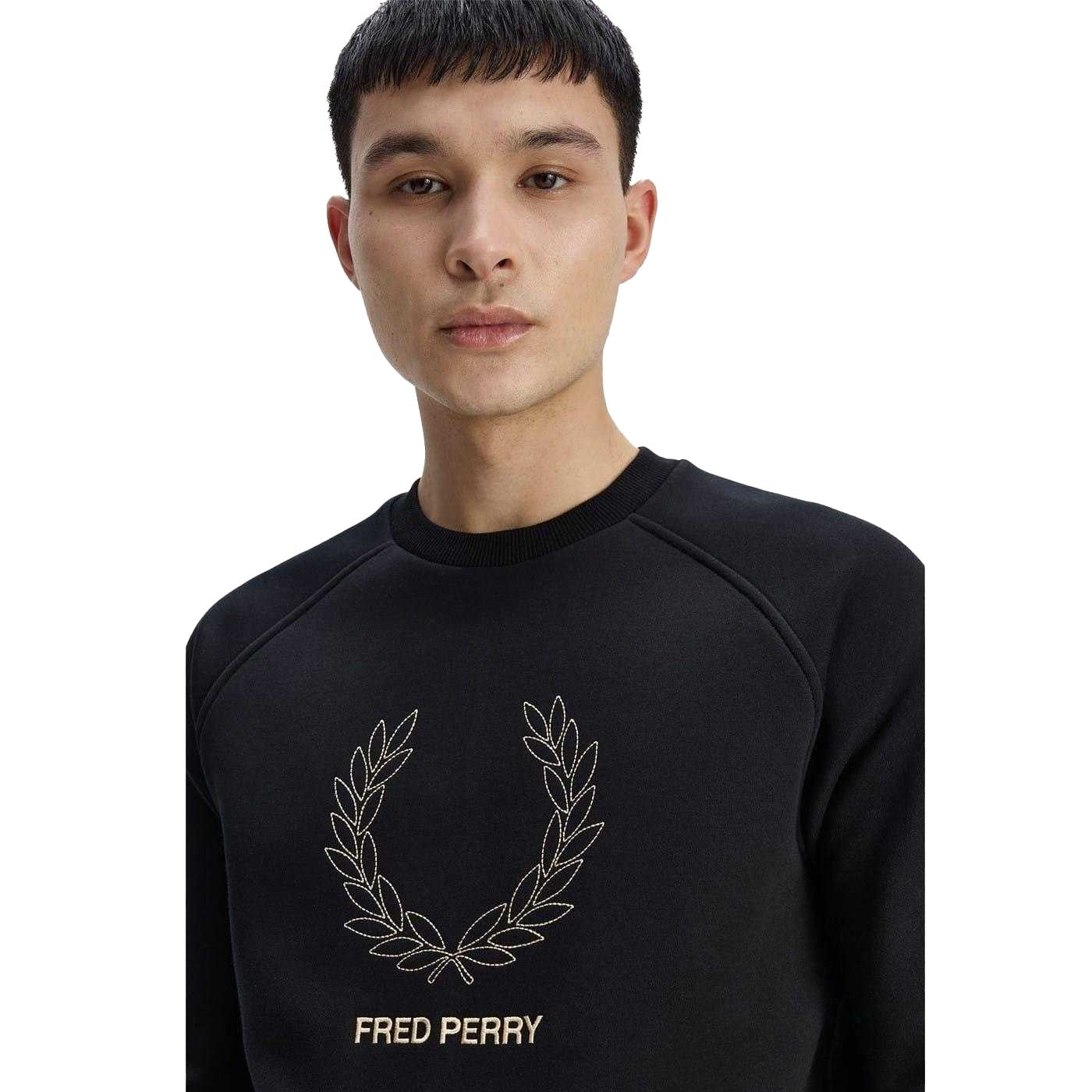 Black - Lifestyle - Fred Perry Mens Embroidered Logo Sweatshirt