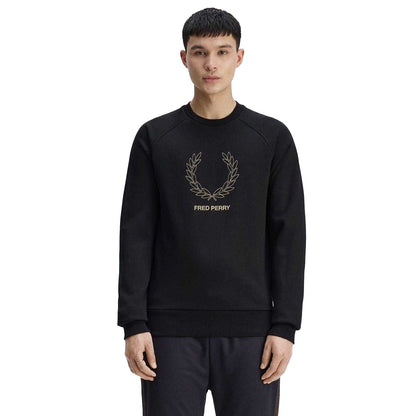 Black - Pack Shot - Fred Perry Mens Embroidered Logo Sweatshirt