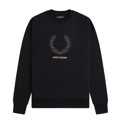 Black - Front - Fred Perry Mens Embroidered Logo Sweatshirt