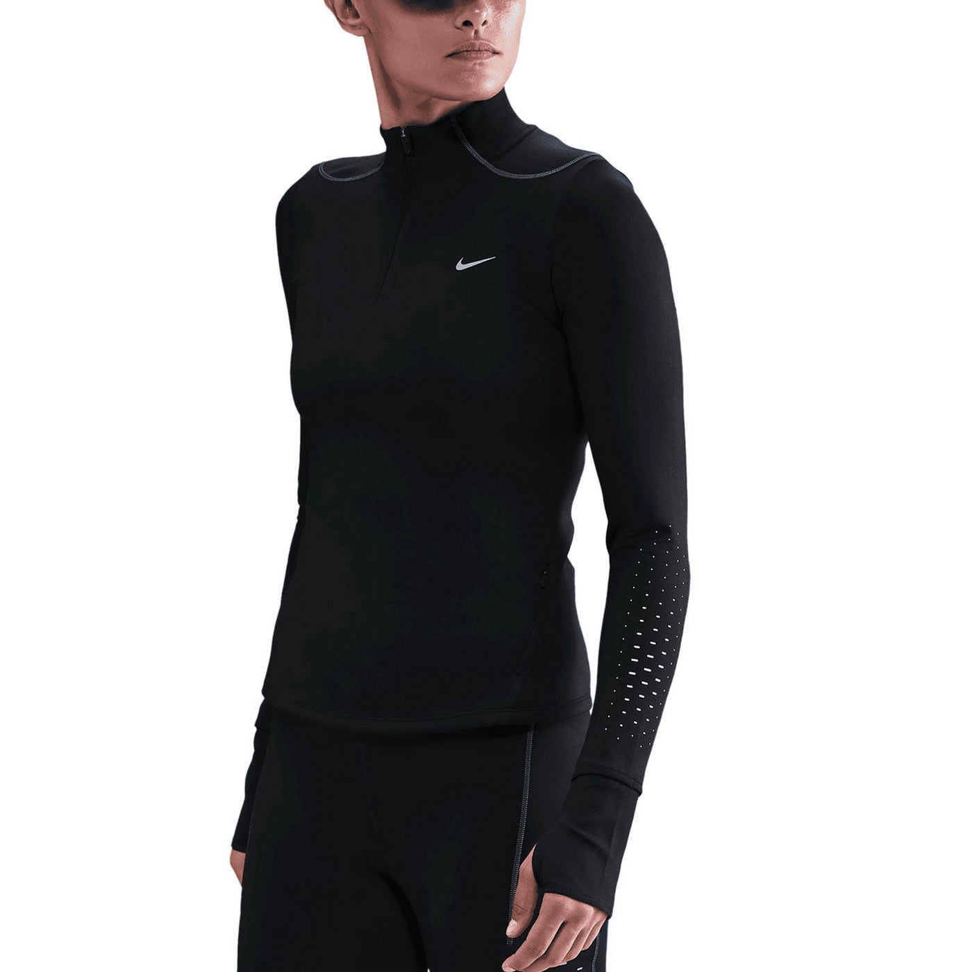 Black - Lifestyle - Nike Womens-Ladies Swift Base Layer Top
