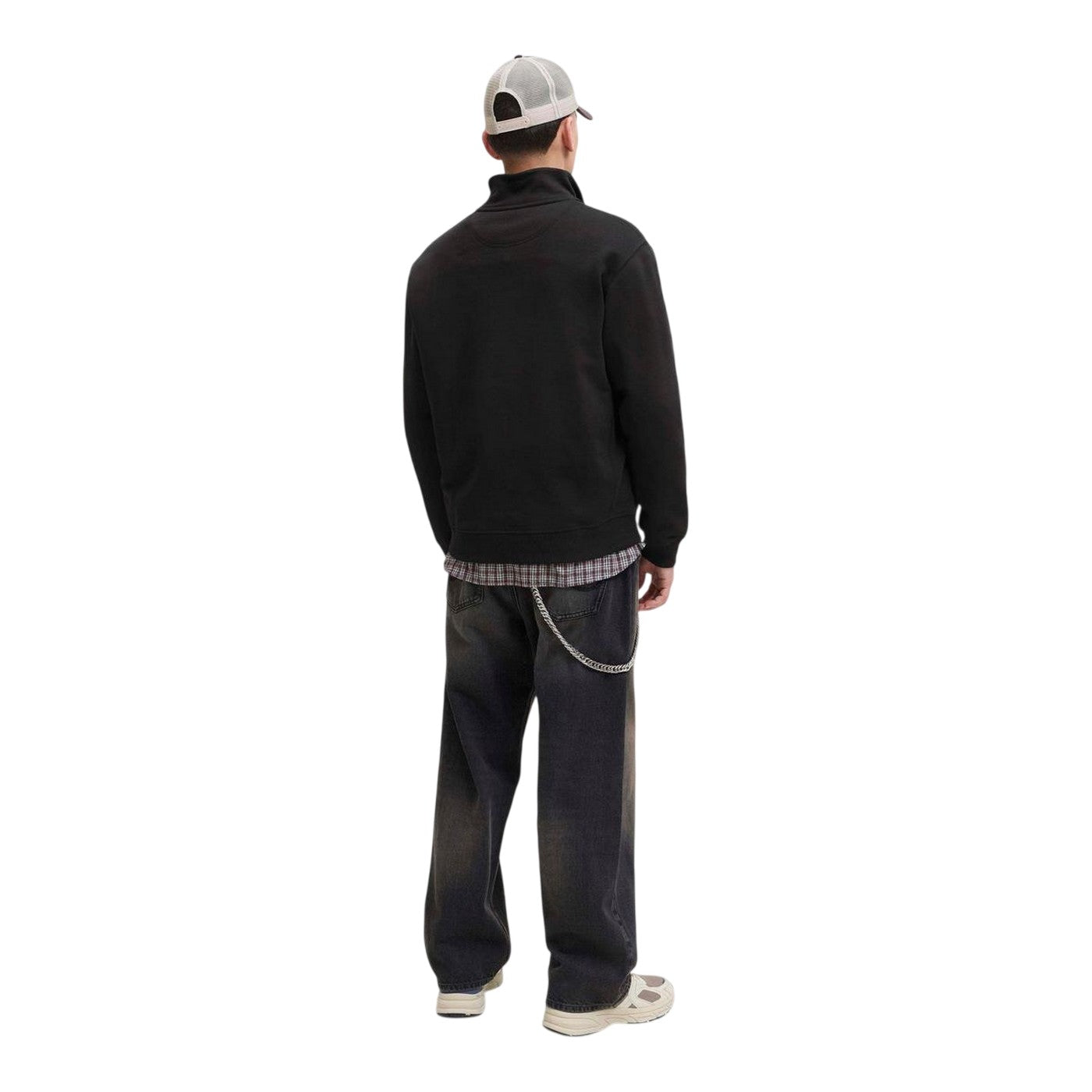 Black - Back - Jack And Jones Mens High Collar Sweatshirt
