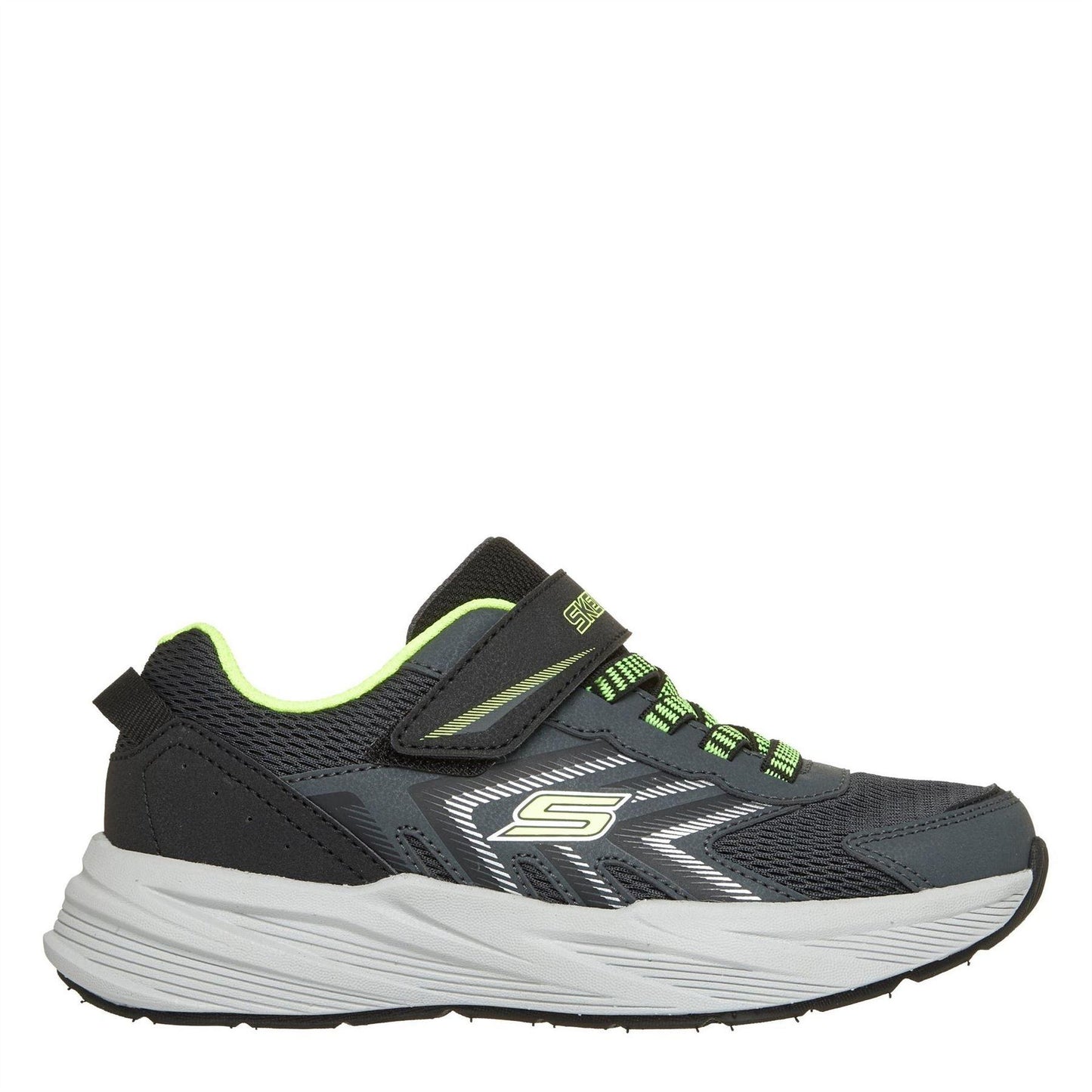 Charcoal-Lime - Front - Skechers Boys Microspec Trainers