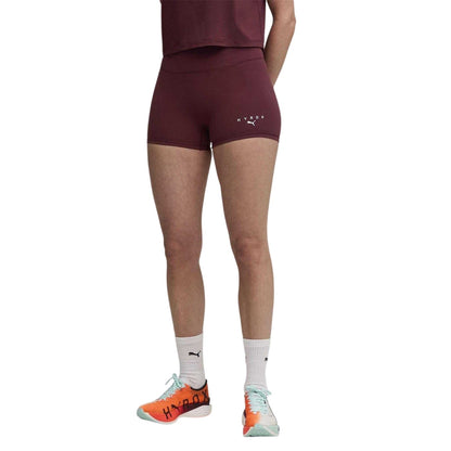 Ruby Red - Side - Puma Womens-Ladies Hyrox Luxe Workout Shorts