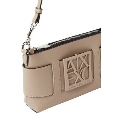 Sand - Side - Armani Exchange Womens-Ladies Susy Metal Logo Shoulder Bag