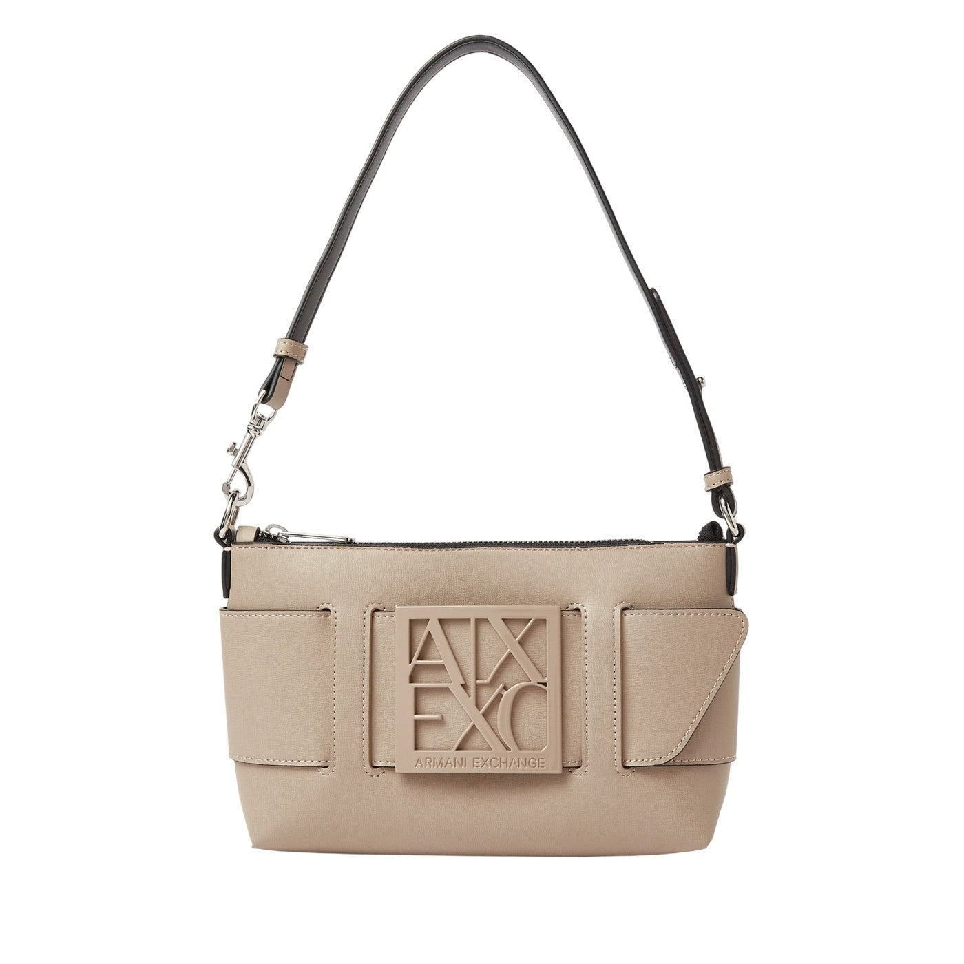 Sand - Front - Armani Exchange Womens-Ladies Susy Metal Logo Shoulder Bag