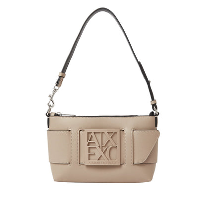 Sand - Front - Armani Exchange Womens-Ladies Susy Metal Logo Shoulder Bag