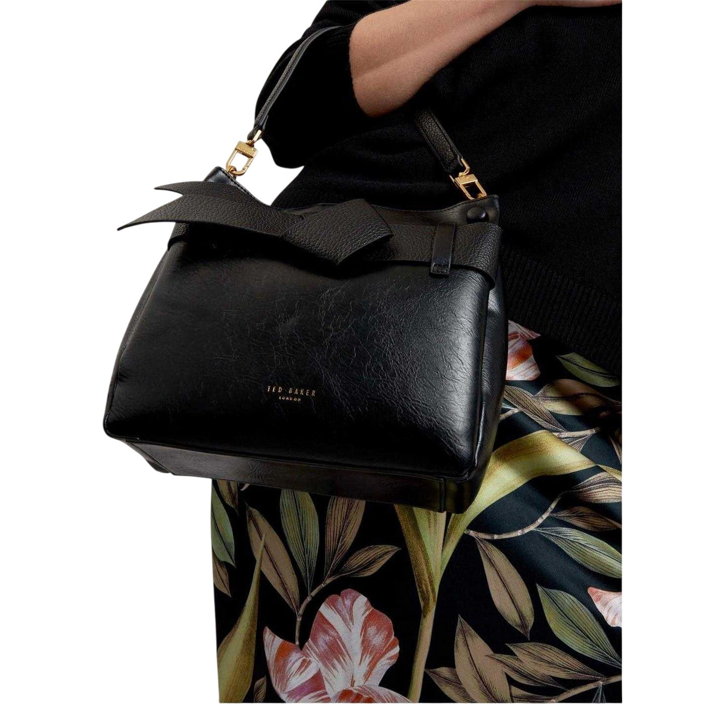 Black - Pack Shot - Ted Baker Womens-Ladies Ssansa Bowknot Shoulder Bag