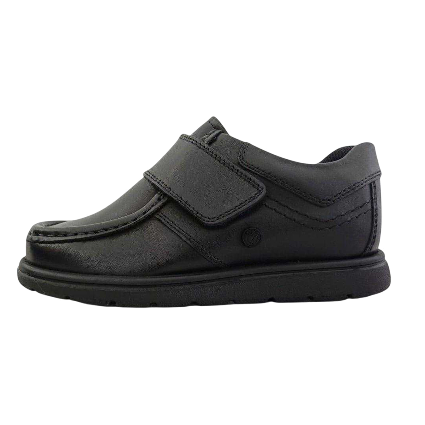 Black - Side - Waltham Boys Leather School Shoes