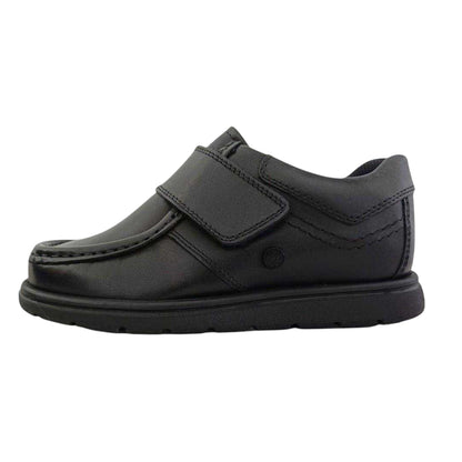 Black - Side - Waltham Boys Leather School Shoes