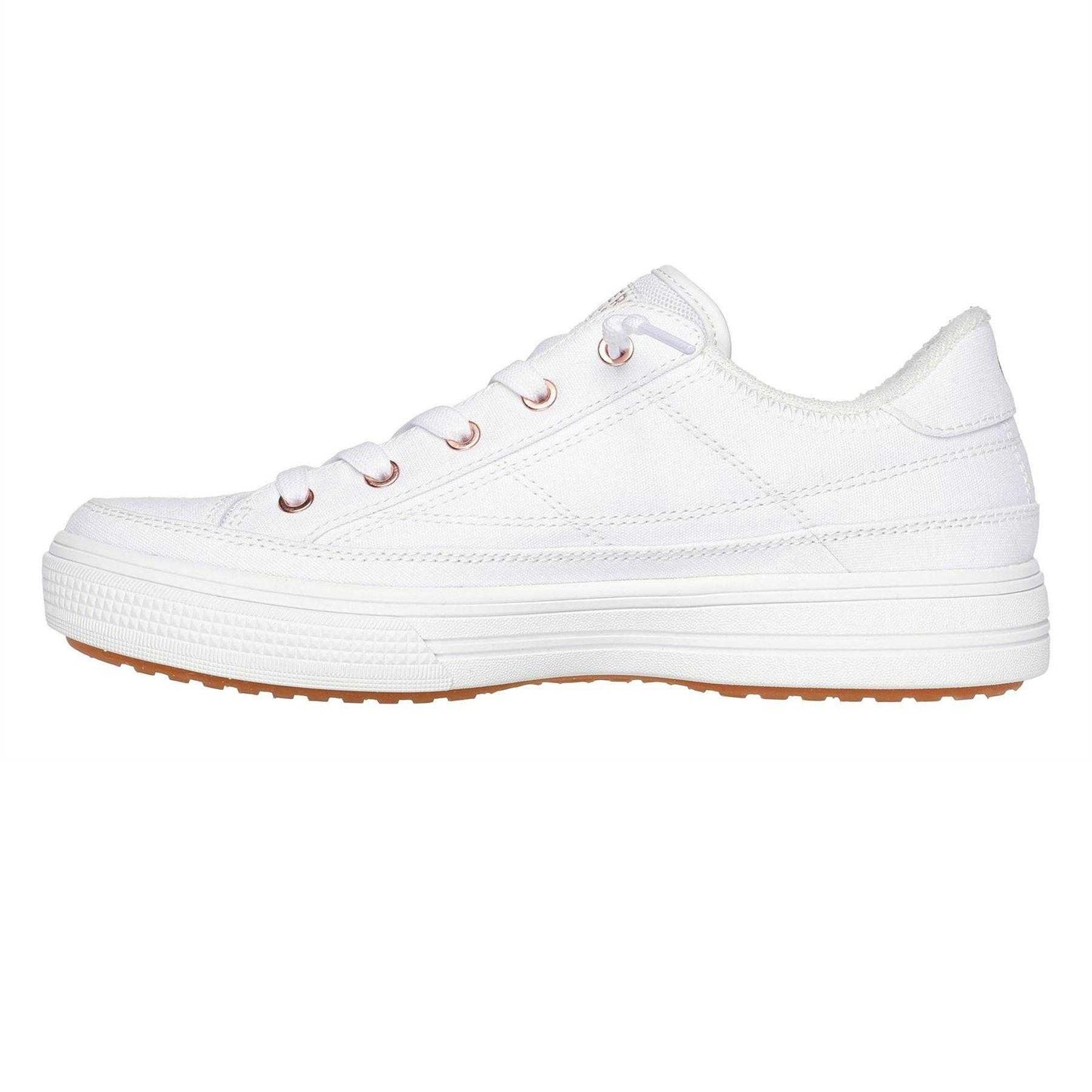 White - Side - Skechers Womens-Ladies Arcade - Meet Ya There Canvas Trainers