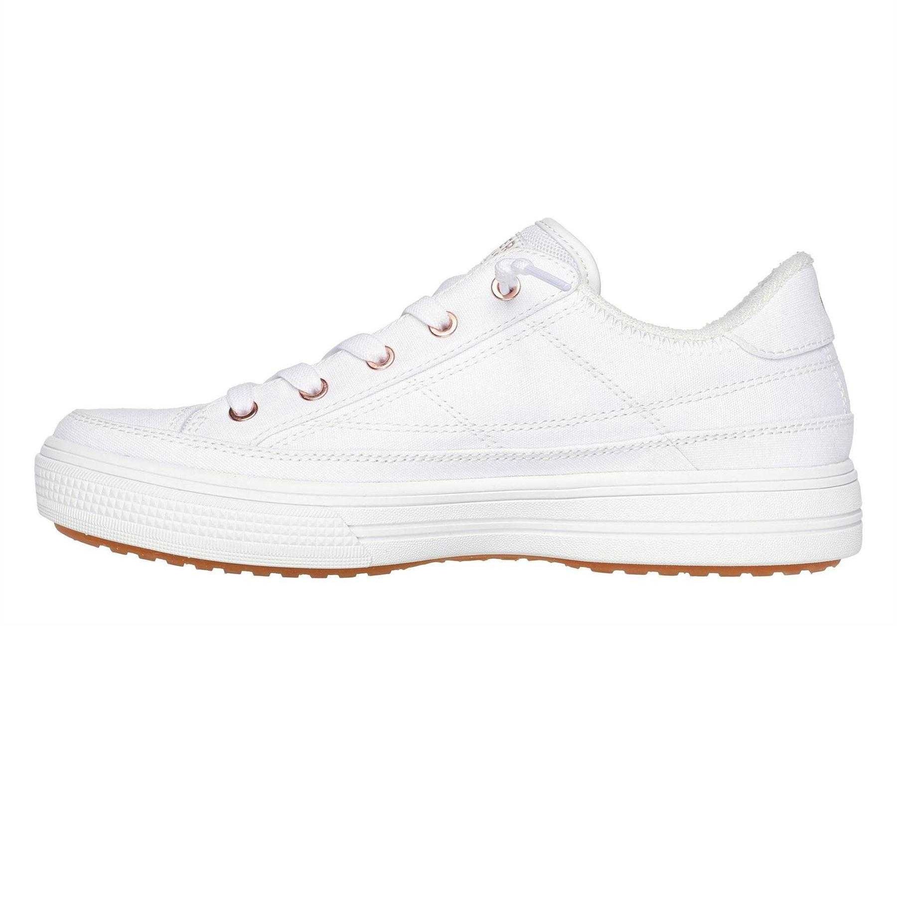 White - Side - Skechers Womens-Ladies Arcade - Meet Ya There Canvas Trainers