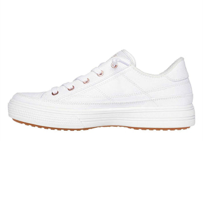White - Side - Skechers Womens-Ladies Arcade - Meet Ya There Canvas Trainers