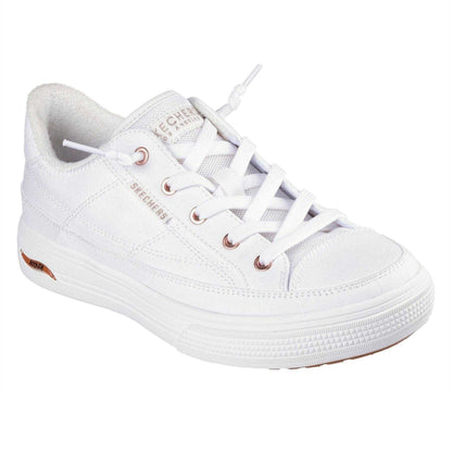 White - Lifestyle - Skechers Womens-Ladies Arcade - Meet Ya There Canvas Trainers