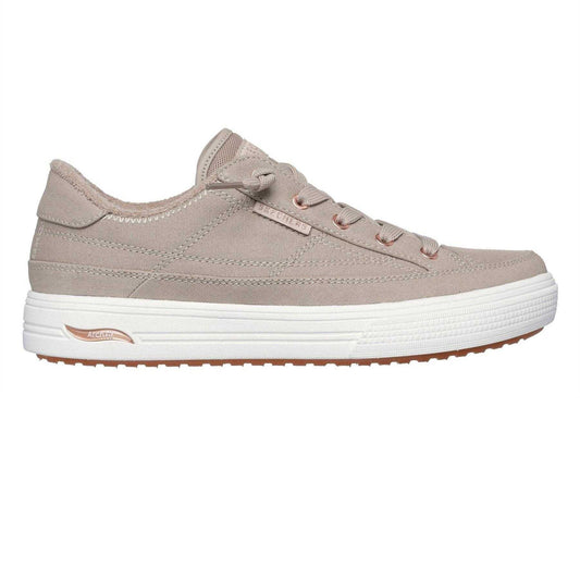 Taupe - Front - Skechers Womens-Ladies Arcade - Meet Ya There Canvas Trainers
