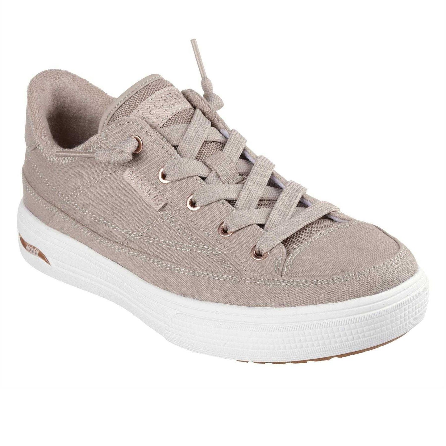 Taupe - Lifestyle - Skechers Womens-Ladies Arcade - Meet Ya There Canvas Trainers