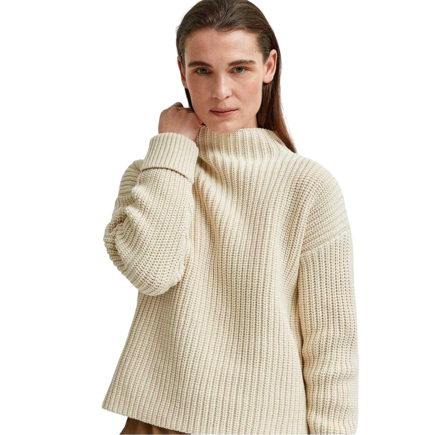 Birch - Side - Selected Femme Womens-Ladies Selma Rib Knit Jumper
