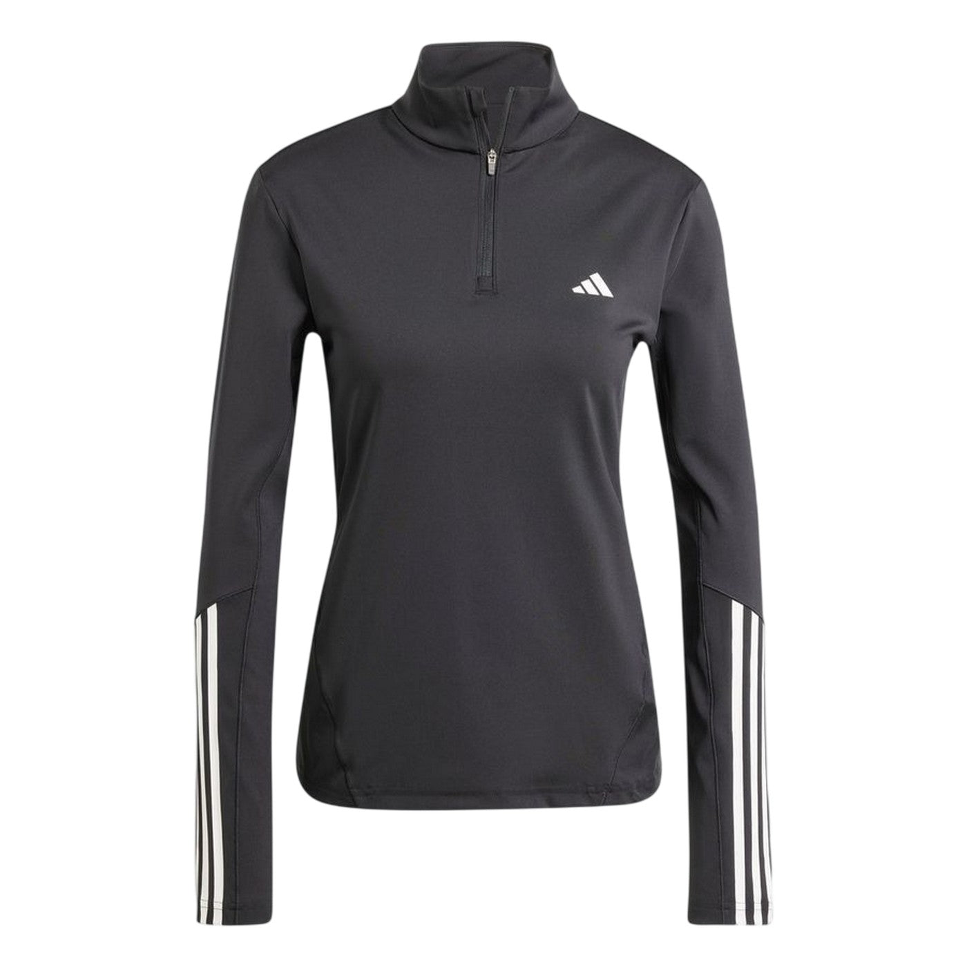 Black - Front - Adidas Womens-Ladies Hyperglam Zip Neck Gym Top