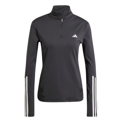 Black - Front - Adidas Womens-Ladies Hyperglam Zip Neck Gym Top