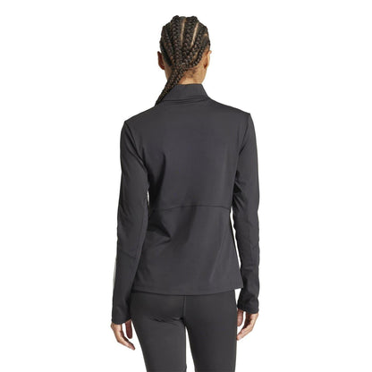 Black - Back - Adidas Womens-Ladies Hyperglam Zip Neck Gym Top
