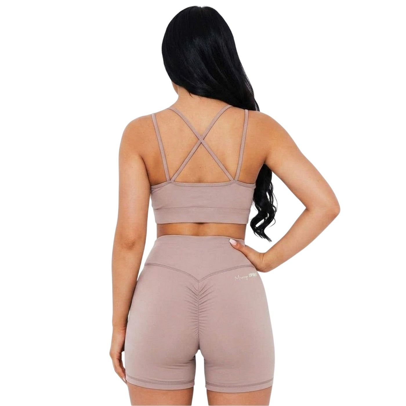 Mocha - Back - Missy Empire Womens-Ladies Gym Crop Top