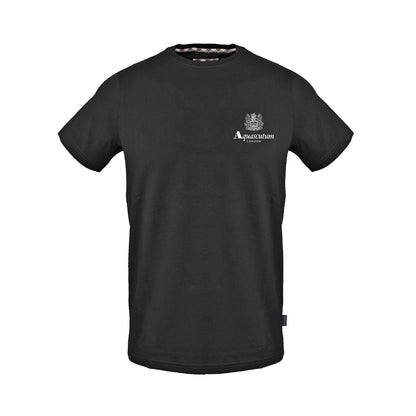 Black - Front - Aquascutum Mens London Emblem Regular T-Shirt