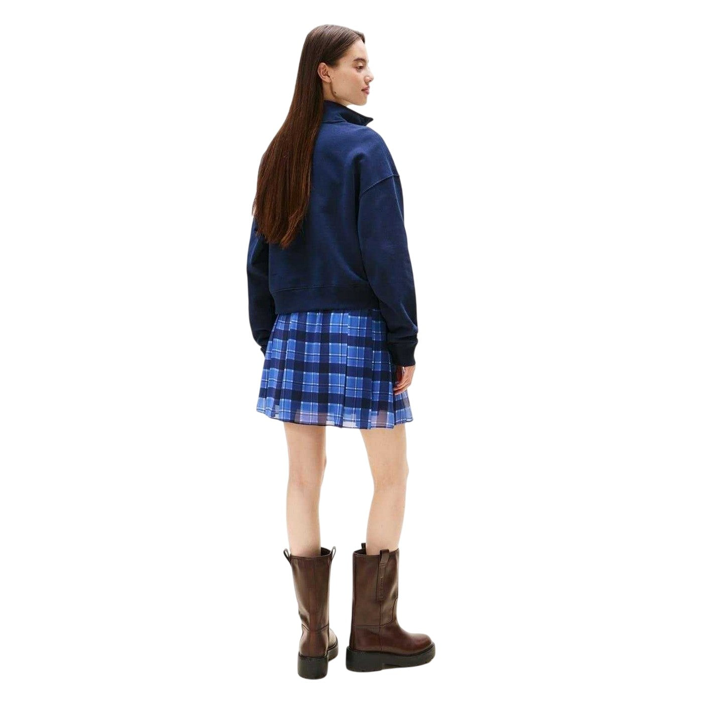 Navy - Back - Tommy Jeans Womens-Ladies Zip Neck Sweatshirt