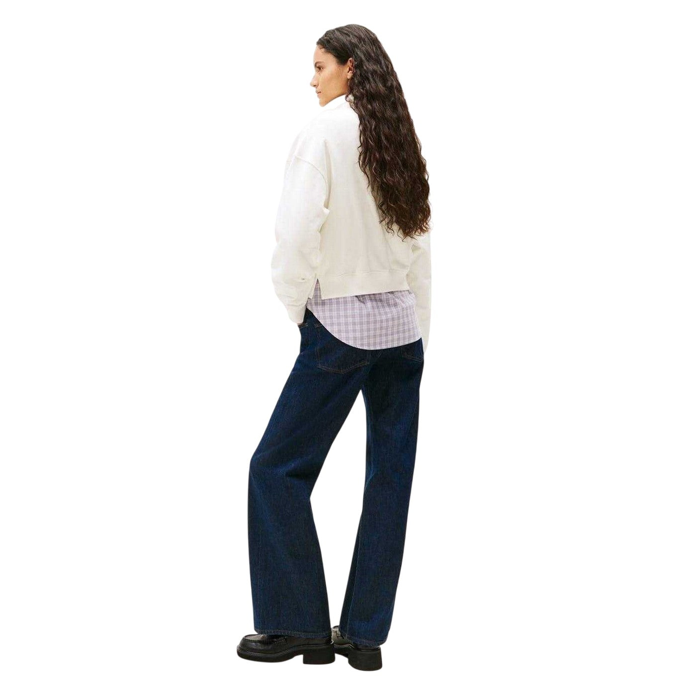Ecru - Back - Tommy Jeans Womens-Ladies Zip Neck Sweatshirt