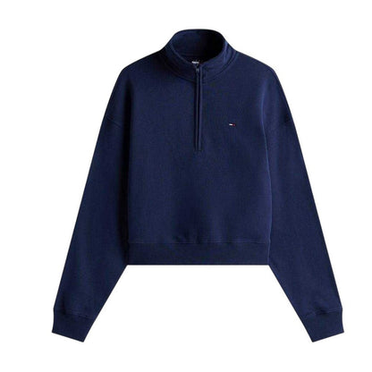 Navy - Front - Tommy Jeans Womens-Ladies Zip Neck Sweatshirt
