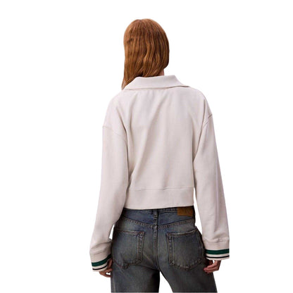 Chalk - Back - Calvin Klein Womens-Ladies Embroidered Logo Fleece Sweatshirt