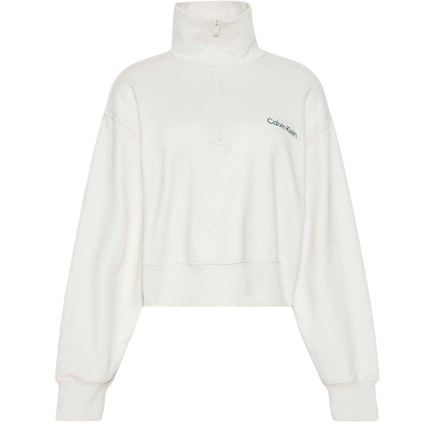 Chalk - Front - Calvin Klein Womens-Ladies Embroidered Logo Fleece Sweatshirt