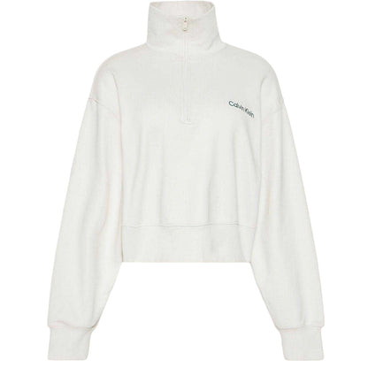 Chalk - Front - Calvin Klein Womens-Ladies Embroidered Logo Fleece Sweatshirt