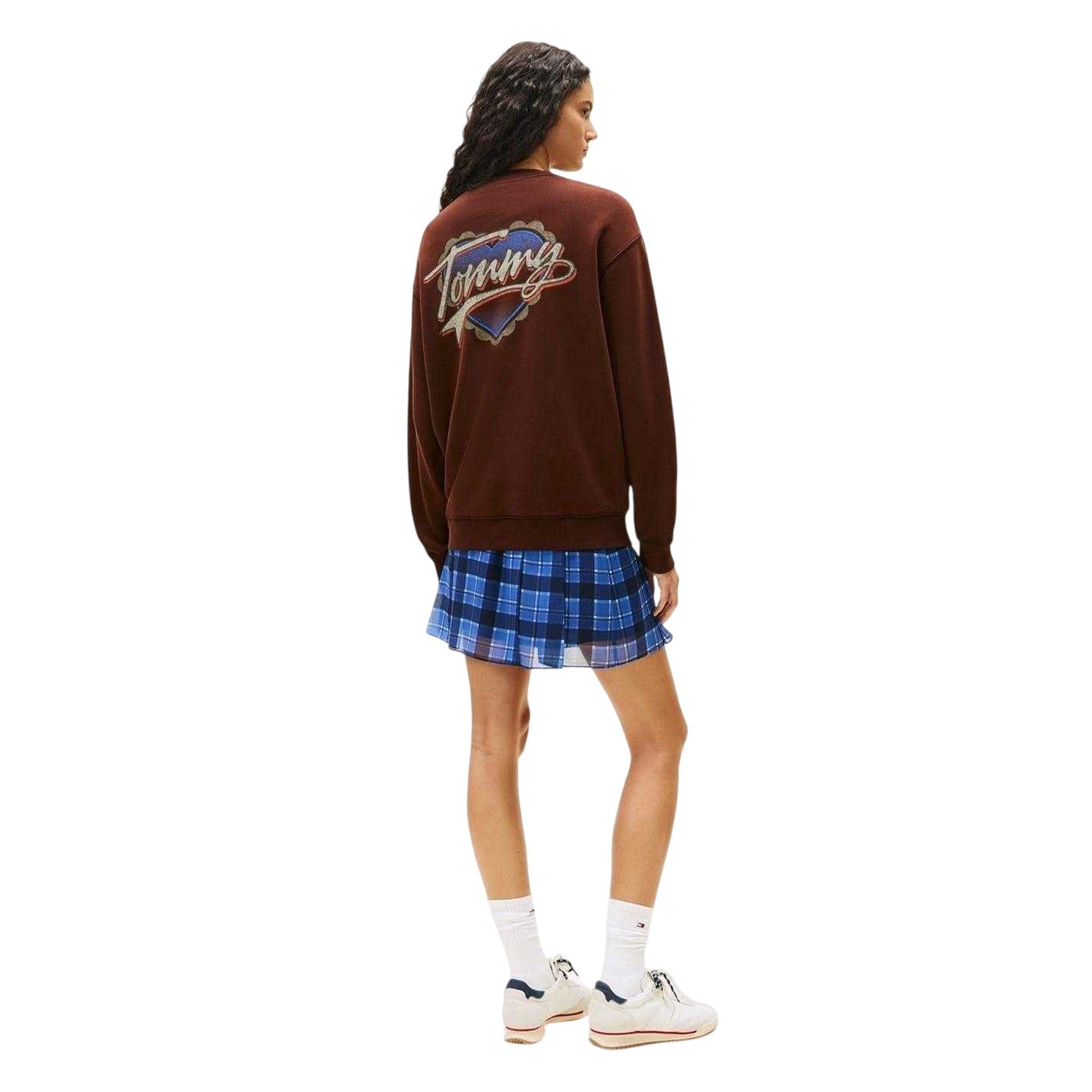 Brown - Back - Tommy Jeans Womens-Ladies Heart Regular Sweatshirt