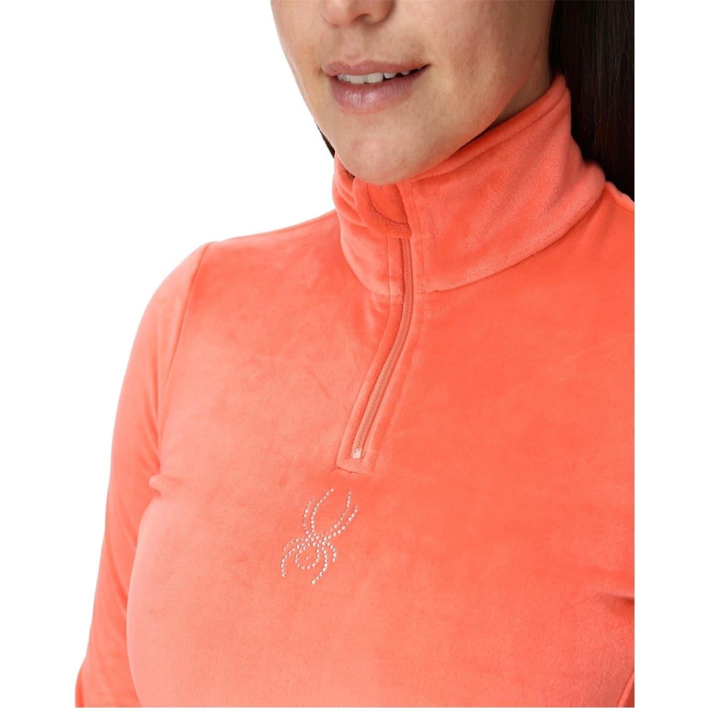 Coral - Side - Spyder Womens-Ladies Shimmer Velour Sweatshirt
