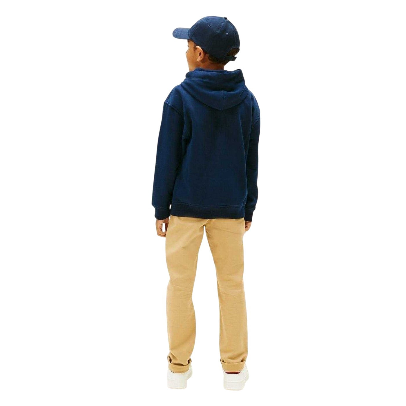 Night Navy - Back - Tommy Hilfiger Childrens-Kids Logo Hooded Drawstring Hoodie