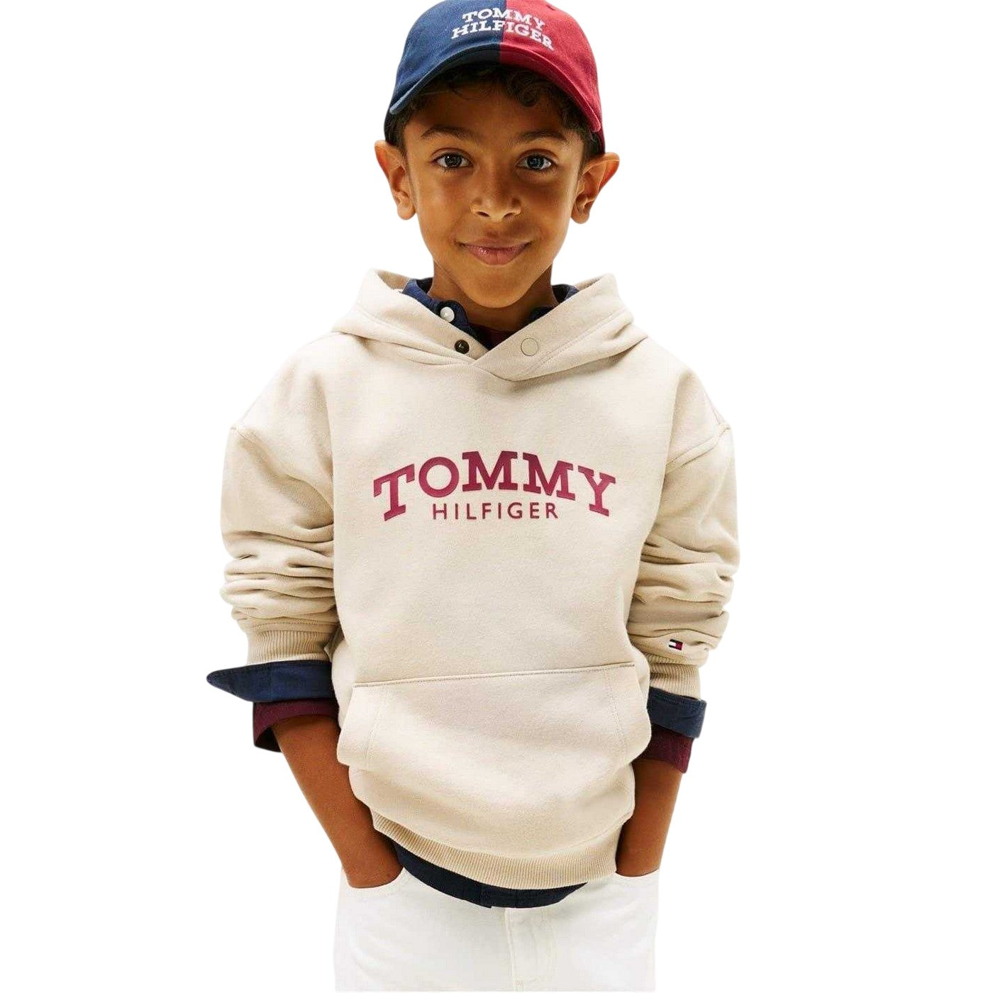 Sand - Lifestyle - Tommy Hilfiger Childrens-Kids Logo Hooded Drawstring Hoodie
